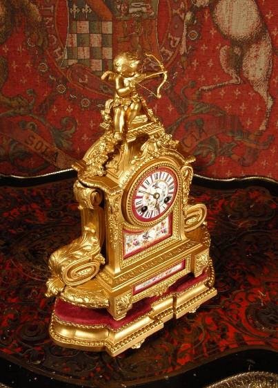 fig 2. ***** SOLD ***** Stunning Sevres Porcelain and Gilt Metal Boudoir Clock.